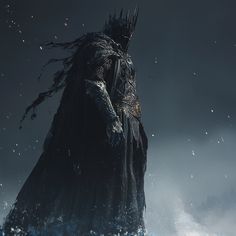 the dark knight is standing in the water with his arms around his neck and head