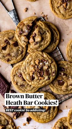 brown butter health bar cookies on a cooling rack