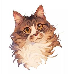 a drawing of a cat's face with brown eyes and long whiskers