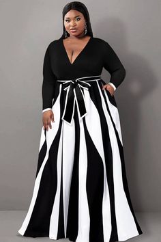 Xpluswear Design Plus Size Casual Short Sleeve Geometric Streamline Maxi Dresses Dresses Casual Black, Plus Size Semi Formal, Formal Maxi Dresses, Plunging Neck Dress, Dress Elegant Long, Plus Size Formal, Casual Chique, Plus Size Party Dresses, African Design Dresses