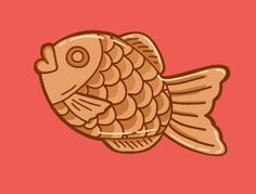 a brown fish on a red background