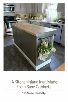 a kitchen island made from base cabinets