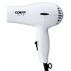 Compact and fast drying., A look beyond the simple white housing reveals an 1875 watt dryer with styling power and an easy-to-handle, lightweight design. An ergonomic handle and 2 heat/speed settings make this simple and dependable hair dryer an essential tool for your styling needs. | Conair 1875 Watt Mid-Size Styler Conair Hair Dryer, Bonnet Hair Dryer, Kardashian Beauty, Curling Irons, Hair Dryers, Straightening Brush, Blow Dryer, Mid Size, Shea Moisture Products