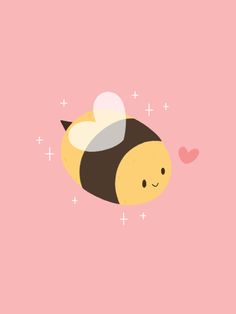 a cute little bee flying through the air with hearts on it's chest and eyes