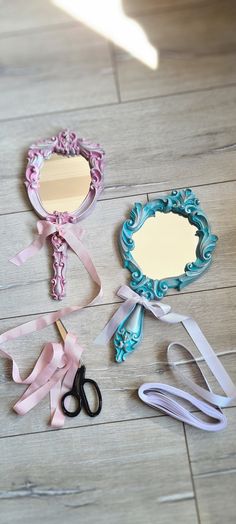 %100 handmade , Pink Blue Mirror ,Wall Decor Cute Hand Mirror, Heart Hand Mirror, Pink Hand Mirror, 80's Clothes, Vintage Hand Mirrors, Vintage Handheld Mirror, Mirror Oval, Handheld Mirror, Blue Mirror