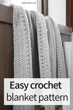 an easy crochet blanket pattern with text overlay that says easy crochet blanket pattern