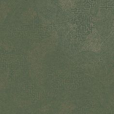 a green wallpaper with an intricate design