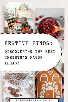 the words festive finds discovering the best christmas flavor ideas on top of pictures of gingerbreads, cookies and other holiday treats