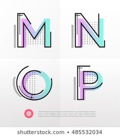 the letter m and p are made up of different colors, shapes and lines with dots