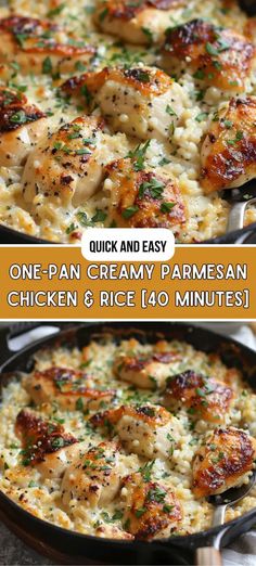 one pan creamy parmesan chicken and rice dinner