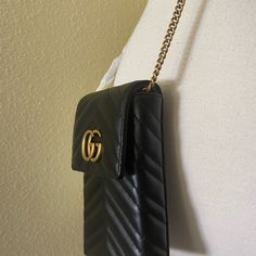 Gucci Small Shoulder Bag, Phone Case On Chain, Black Chevron Quilt Leather, Brass Hardware, Pocket 7” Long -4” Wide -1” Deep Gucci Black Crossbody Shoulder Bag, Black Gucci Crossbody Shoulder Bag, Gucci Black Crossbody Bag, Gucci Evening Pouch Shoulder Bag, Evening Gucci Pouch Shoulder Bag, Luxury Formal Wallet With Mobile Phone Bag, Luxury Black Wallets With Gold-tone Hardware, Designer Wallet With Gold-tone Hardware, Black Business Wallet With Gold-tone Hardware