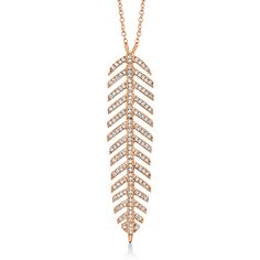 Style Number - AZ15636 Feather Pendant Necklace, Feather Pendant, Pave Diamonds, Diamond Necklace, Fine Jewelry, Diamonds, Rose Gold, Pendant Necklace, Drop Earrings