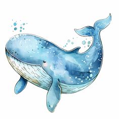 a drawing of a blue whale with bubbles