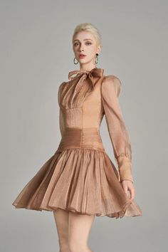 Ellis Drop Waist Tie Neck Voile Mini Dress | MEAN BLVD Elegant A-line Mini Dress For Casual Occasions, Formal Organza Dress With Bow, Organza Mini Dress For Formal Occasions, Chic Formal Organza Dress, Glamorous Organza Mini Dress For Formal Occasions, Elegant Organza Dresses With Bow Detail, Elegant Organza Dresses With Bow, Summer Evening Dresses With Tie Neck, Elegant Mini Dress With Bow