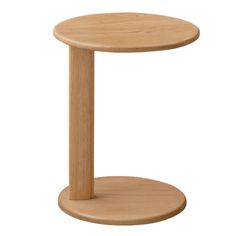 a small wooden table with a round base