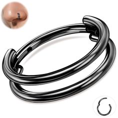 PRICES MAY VARY. 【𝐄𝐱𝐪𝐮𝐢𝐬𝐢𝐭𝐞 𝐒𝐞𝐭�】: You will get 1 pcs black helix conch hoop earring that adds a touch of sophistication to your look, each 18 gauge earrings comes with a soft cloth pouch and a carton. The size is crafted with a 1 mm (18G) thickness and a 8 mm inner diameter, ensuring a smooth and stylish fit for your ear stack. Shiny and stylish black helix hoop earring for a trendy look. 【𝐆𝟐𝟑 𝐓𝐢𝐭𝐚𝐧𝐢𝐮𝐦 𝐂𝐫𝐚𝐟𝐭𝐞𝐝】: Our cartilage earrings for women made of high-quality Black Hoop Nose Ring, Double Septum, Helix Hoop Earring, Jewelry Nose Rings, Cartilage Hoop Earrings, Conch Piercing Jewelry, Conch Hoop, Septum Rings, Gauge Earrings