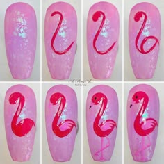 Homemade Nails, Classy Nail Art Ideas, Flamingo Nails, 3d Nail Art Designs, Quick Nail Art, Nail Art Diy Easy, Animal Nail Art, Beauty Hacks Nails, Nail Art Pictures