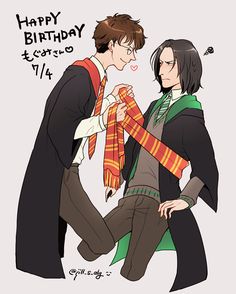 harry potter and hermile are kissing in front of a happy birthday card