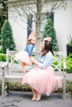 Tulle skirts are a staple in our closet, can you tell? And now we're so excited to carry matching Mommy & Me tulle skirts for you and your little one! Tulle is so much fun and so easy to style. Throw on a chambray shirt and heels and you have an outfit that is sophisticated and festive! Shop Mom's matching pink skirt here - Women's Gray Tulle Skirt, Women's Black Tulle Skirt, or Women's White Tulle Skirt. - Toddler's skirt with fun and playful design - Elastic waistband - Super comfortable - Mommy Daughter Photography, Mom Daughter Photos, Mommy Daughter Photos, Mother Daughter Pictures, Romantic Clothes, Mother Daughter Photoshoot, Mommy And Me Photo Shoot, Mother Daughter Photos, Mommy Daughter Outfits