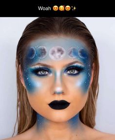 Moon Goddess Makeup, Zombie Face Paint, Themed Makeup, Goddess Makeup, Zombie Face, Galaxy Makeup, Tiktok Makeup, Creepy Halloween Makeup, Star Costume