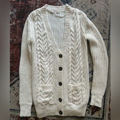 This Is A Really Pretty Knitted Sweater By Zara That Has Never Been Worn, Great Condition! It’s Longer & Has Elbow Patches! Would Look Adorable With Black Leggings And Boots. Check Out My Other Listings ! Button Up Sweater, Zara Sweater, Zara White, Elbow Patches, Knitted Sweater, Zara Women, Black Leggings, Scoop Neck, Button Up