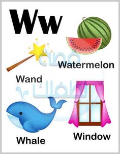 the letter w is for watermelon, whale, window and other things that are in