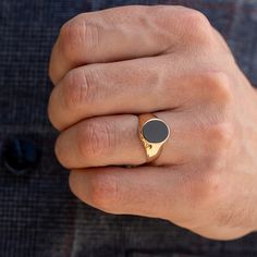 Men's onyx signet ring. You can wear this ring everyday. The black onyx stone makes the ring special. FREE EXPRESS INTERNATIONAL SHIPPING! SHIPPING NEXT DAY! PRODUCT DETAILS * 14K REAL GOLD ( it has a 14K or 585 stamp on item.) All of my items are 14k real gold. I don't use any gold filled or gold plated materials.  * All of my items are brand new and shipped with a gift box.  * The package includes a gold certificate. * Gold Color Options; Yellow Gold, White Gold, Rose Gold * Onyx Stone Measure Mens Gold Onyx Ring, Gold Onyx Ring Men, Classic Round Signet Ring With Black Enamel, Minimalist Onyx Signet Ring, Classic Black 14k Gold Signet Ring, Classic Black Engraved Ring In 14k Gold, Modern Black 14k Gold Signet Ring, Black 14k Gold Signet Ring With Polished Finish, Classic Black 14k Gold Engraved Ring