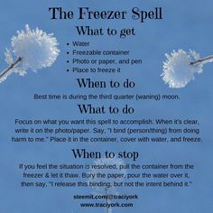 Freezer Spell, Witchcraft 101, Banishing Spell, Hoodoo Spells, Witchy Tips, Jar Spells