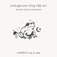 Mystical Cottage, Cottage Core Frog, Frog Clip Art, Frosch Illustration, Art Mystical, Toadstool Mushroom, Make Your Own Logo, Frog Illustration, Cute Frogs