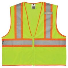 Ergodyne Unisex GloWear 8229Z Type R Class 2 Two-Tone Hi-Vis Safety Vest with Zipper, Economy Zipper Vest, Cute Diy Room Decor, Safety Vest, Fluorescent Colors, Reflective Tape, Reflective Material, Military Discounts, Personal Protective Equipment, Mesh Fabric