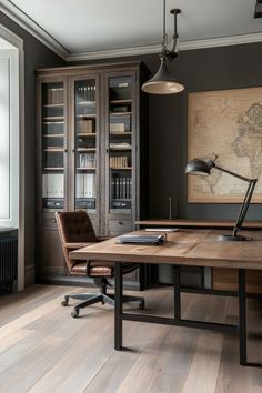 Man’s Office Ideas, Mans Office Space, Garage Office Conversion, Office Building Interior Design, Modern Masculine Office, Manly Office, Home Office Masculine, Man Home Office, Guys Office