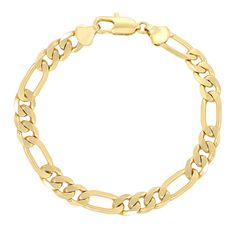 GOLD PLATED JEWELRY 14K Gold Plated Figaro Chain Bracelet SIZE: 7mm width 8.25in Length Unisex (Please check the size) Color: 14K Gold U.S. Seller:  Shipping with tracking number. We seek to do the best in our work, if there is any problem, please let us know to fix it ASAP. God bless you! Luxury 14k Gold Bracelet With Figaro Chain, Elegant Yellow Gold Figaro Chain Bracelet, Adjustable Yellow Gold Figaro Chain Bracelet, Yellow Gold Figaro Chain Link Bracelet, Gold-tone Figaro Chain Link Jewelry, Figaro Chains, Bracelets And Charms, Gold Plated Jewelry, Jewelry Plate