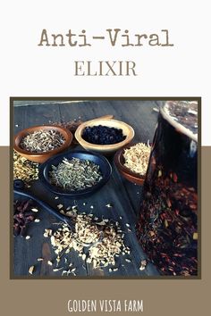 the cover of an anti - vitral elixir book with various bowls and spoons