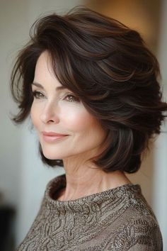 Beauty and Makeup: #beauty, #makeup, #skincare, #haircare Short Layered Haircuts For Thick Hair, Chocolate Brown Bob, Family Wealth, Subtle Layers, Gray Hairstyles, Older Women's Hairstyles, Brown Bob, Short Layered Bob Hairstyles, Hairstyles For Older Women