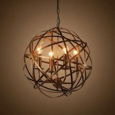 Retro Industrial Round Cage Chandelier - 4 Light Metal Pendant Bronze Condo Design Ideas, Interior Cabin, Cage Chandelier, New Home Build, Condo Design, Cottage Renovation, Retro Industrial, Chandelier Light, Metal Pendant