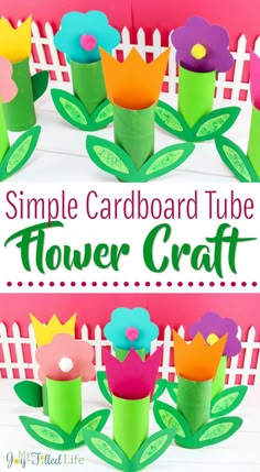 simple cardboard tube flower craft for kids to make