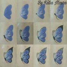 Art Step By Step, Elegant Nail Art, Butterfly Nail Art, Blue Butterflies, Hur Man Målar, Nail Art Designs Videos, Face Painting Designs, Butterfly Nail