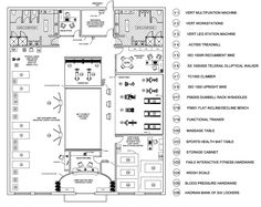 the floor plan for an office building, with several areas to be seen in it