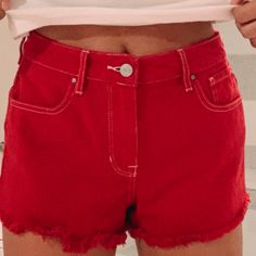 Never Worn Red Jean Shorts. Very Good Quality And Comfortable. Red Jean Shorts, Pacsun Shorts, Red Jeans, Wearing Red, Pacsun, Good Quality, Jean Shorts, Womens Shorts, Red