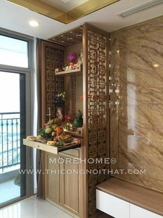 room decor ideas college Mandir Cabinet Design Modern, Temple In Kitchen Cabinet, Puja Room With Tv Unit, Puja With Tv Unit, Tv And Pooja Unit Design, Temple Unit For Home, Mandir In Dining Area, Mandir Unit In Living Room, Living Room Mandir Design