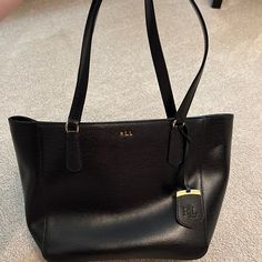 Ralph Lauren Small Tote Cross Hatch Leather Detailing In Perfect Condition Leather Detailing, Small Tote, Womens Tote Bags, Ralph Lauren, Leather, Women Shopping, Black, Color