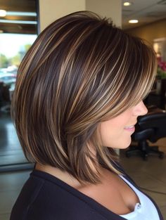 Elevate Your Bob Haircut with Stunning Highlights: Top Styles Hair Bobs Medium Shoulder Length, Highlighted Bob, Magenta Lipstick, Angled Hair, Undercut Hairstyles Women, Choppy Bob Haircuts, Brunette Hair With Highlights, Balayage Hair Dark, Gorgeous Hair Color