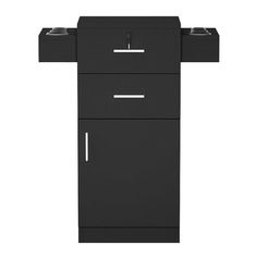 a black grill with two burners on the top and one drawer in the bottom