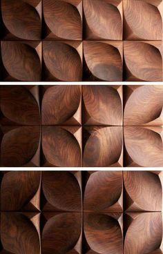 three photographs of wooden bowls with different shapes and sizes, each showing the same amount of wood