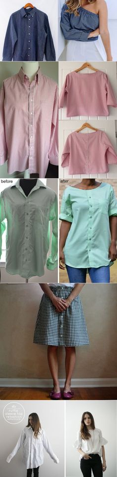 several different images of clothes and clothing items in various styles, sizes and colors are shown