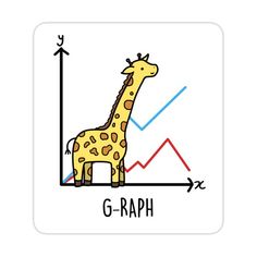 a giraffe with the graph going up and down on it's side sticker