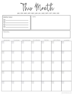 this month calendar is the perfect printable to use for any type of planner or organization