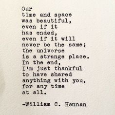 an old typewriter with the words william c hannah written in black ink on white paper