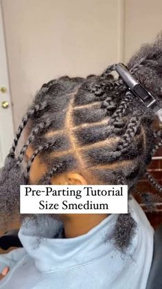 Less Knotless Braids, Smedium Knotless Box Braids Parting Guide, Brick Parting Box Braids Medium, Hair Braid Parting, Small Box Braid Parting Guide, Knotless Braids Sizes Chart, Preparting Braids, How To Part For Small Knotless, Small Parts Medium Knotless Braids