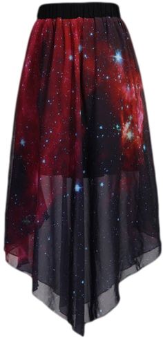 PSEZY Women floral Galaxy skirt for women chiffon at Amazon Women’s Clothing store: Galaxy Skirt, Red Galaxy, Long Chiffon Skirt, Skirt Chiffon, Mode Prints, Blue Pleated Skirt, Tea Length Skirt, Pleated Chiffon Skirt